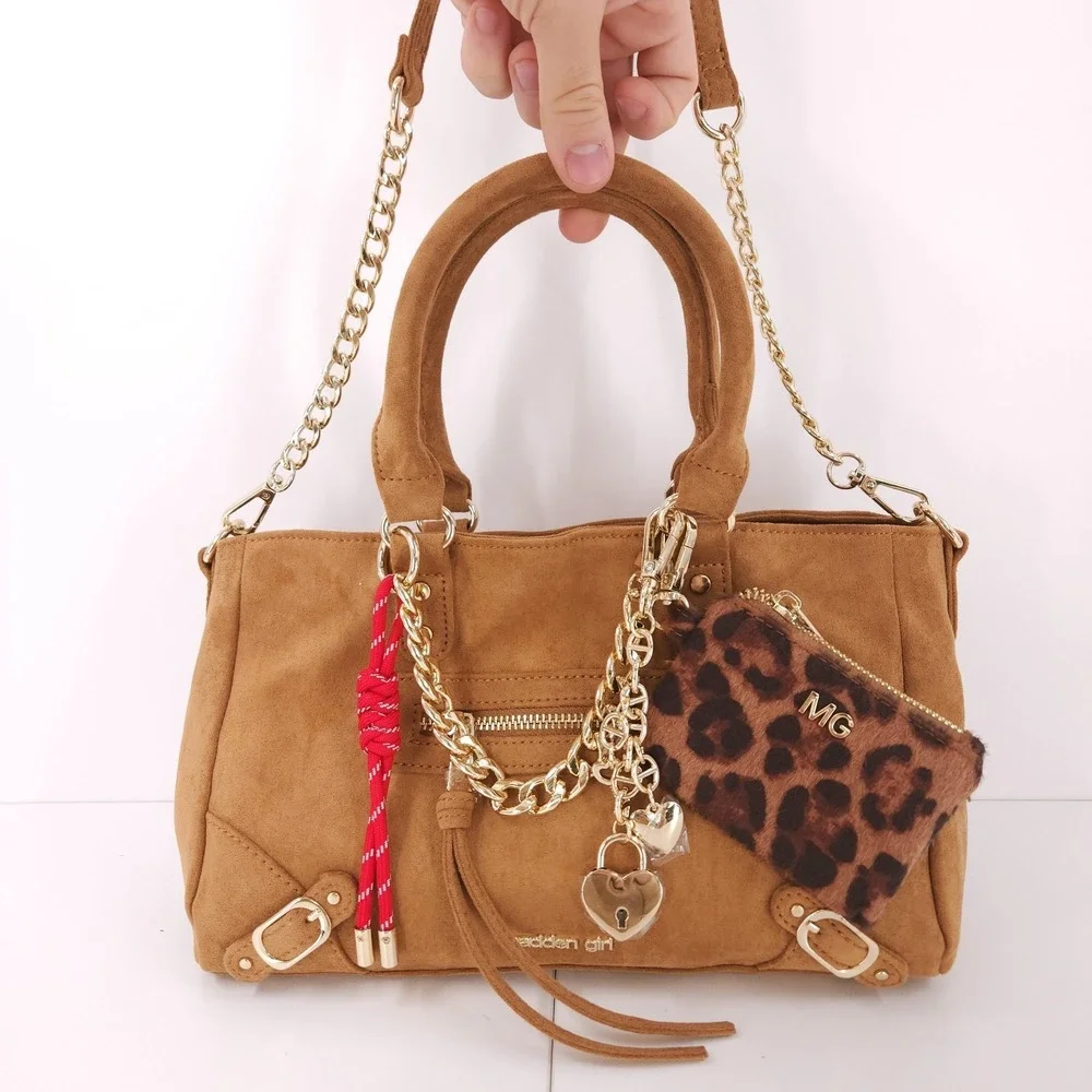 Madden Girl Violett Small Zipper Satchel Handbag Leopard‎ Coin Purse Zip Top